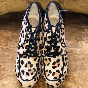 Leopard print, pony hair, lace up booties